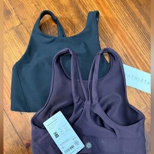 TWO Athleta Black and Purple Sports Bras Both NWT